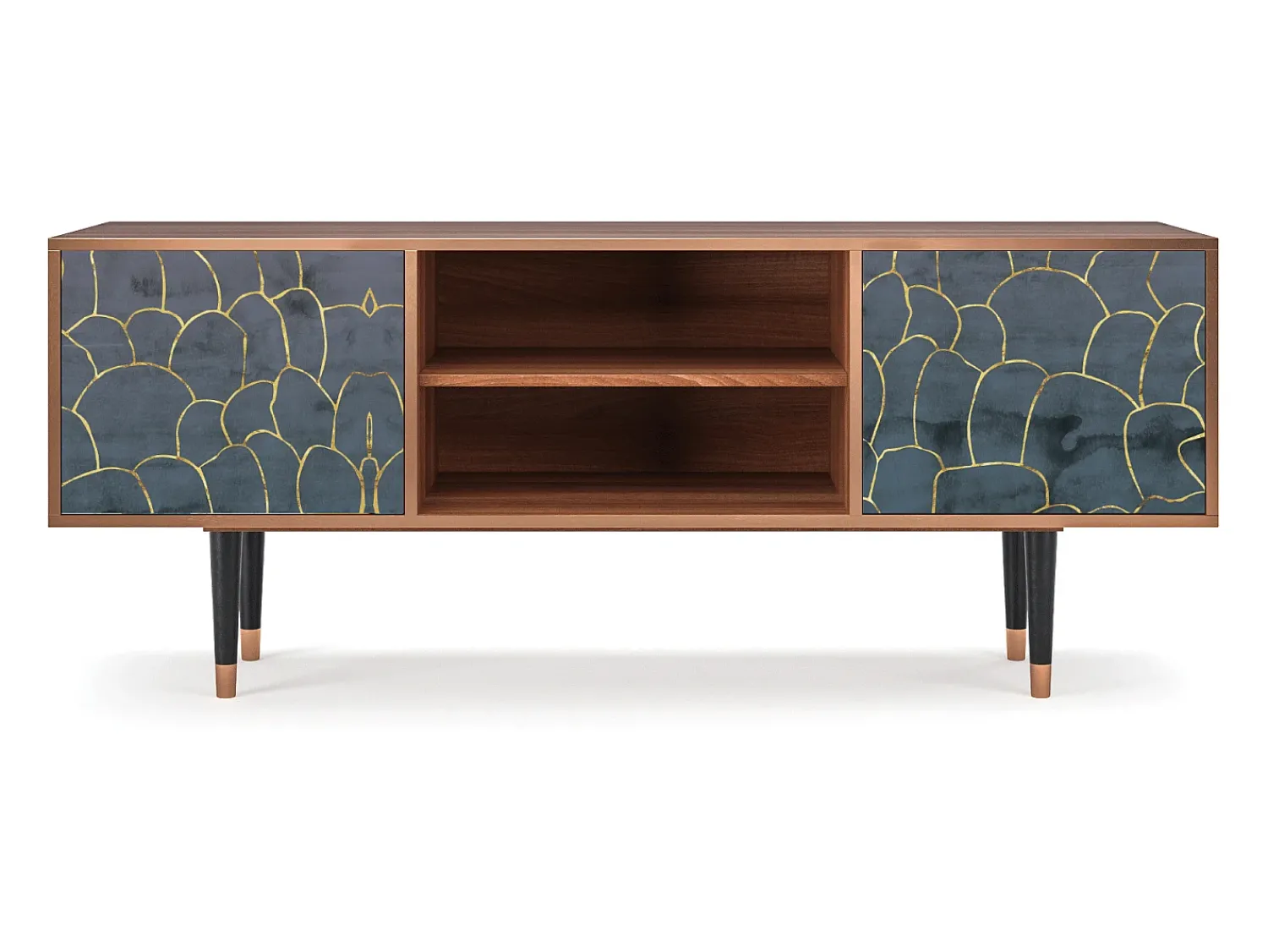 Móvel De Tv* Mueble de TV - 170х69х48 cm - T2 - Blue Lagoon, Nogueira Castanho