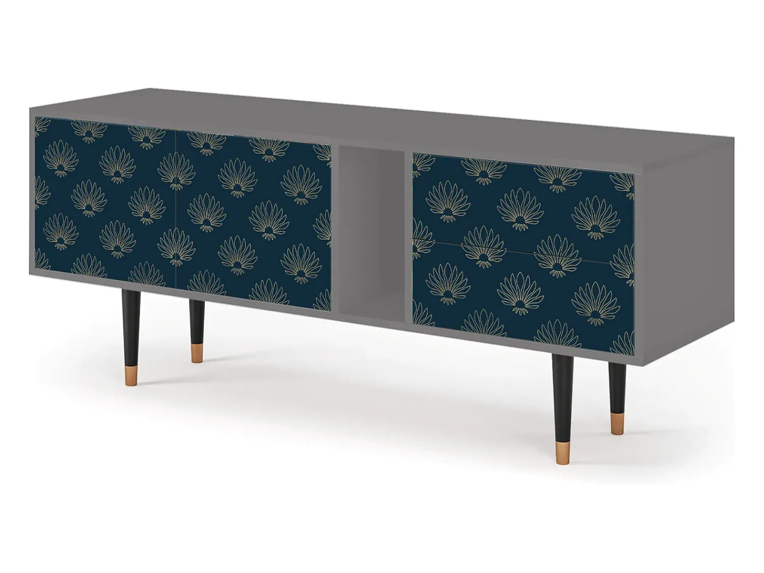 Móvel De Tv* Mueble de TV - 170х69х48 cm - T1 - Blue Lotus, Cinza Cinzento