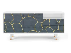 Discount Mueble de TV - 125х56х41 cm - T7 - Blue Lagoon, Branco Bege