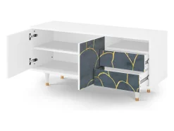 Discount Mueble de TV - 125х56х41 cm - T7 - Blue Lagoon, Branco Bege
