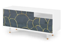 Discount Mueble de TV - 125х56х41 cm - T7 - Blue Lagoon, Branco Bege