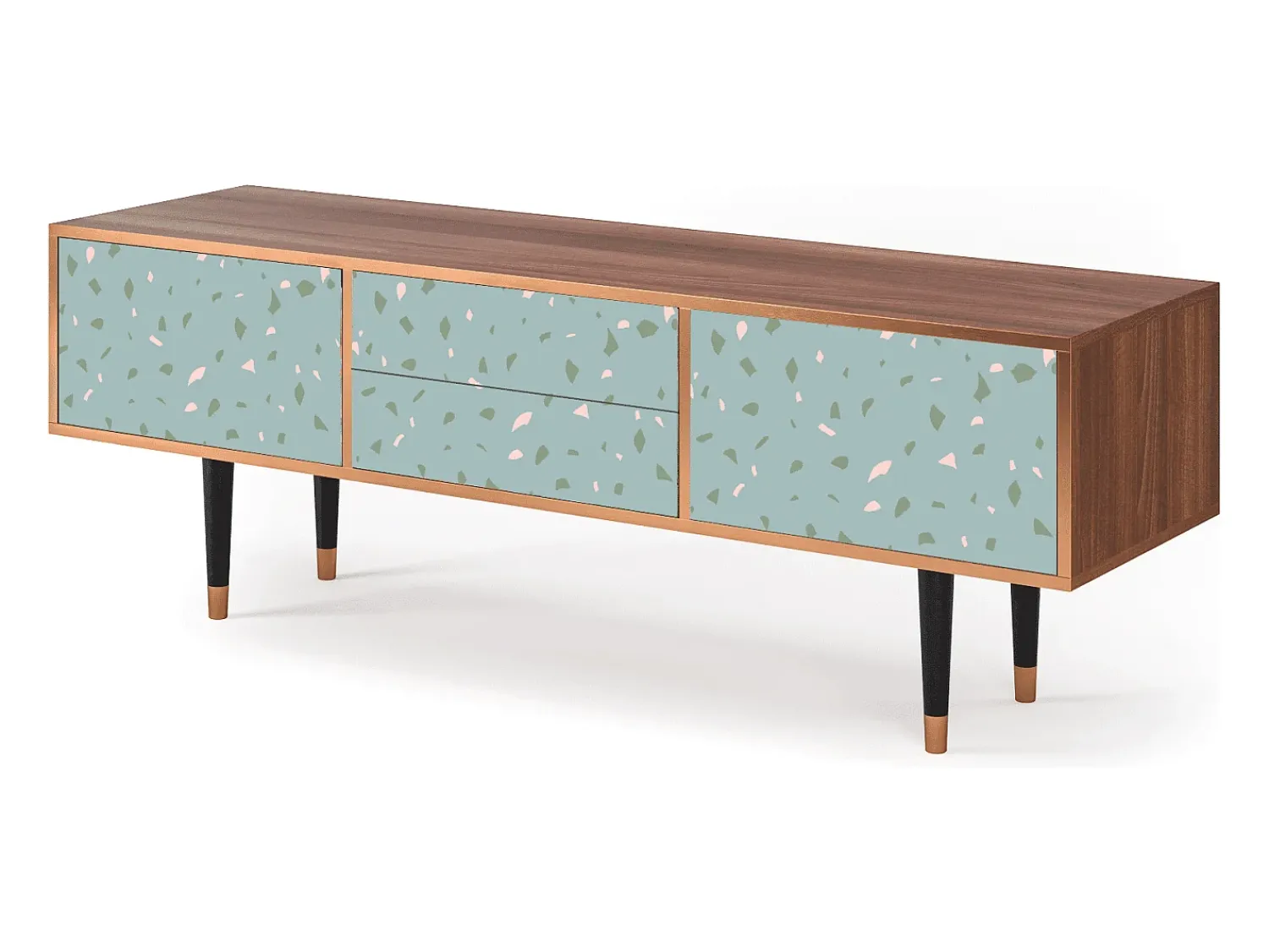Móvel De Tv| Mueble de TV - 170х59х48 cm - T4 - Blue Drops, Nogueira Castanho