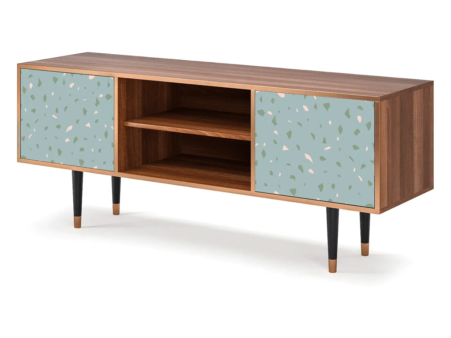 Móvel De Tv| Mueble de TV - 170х69х48 cm - T2 - Blue Drops, Nogueira Castanho