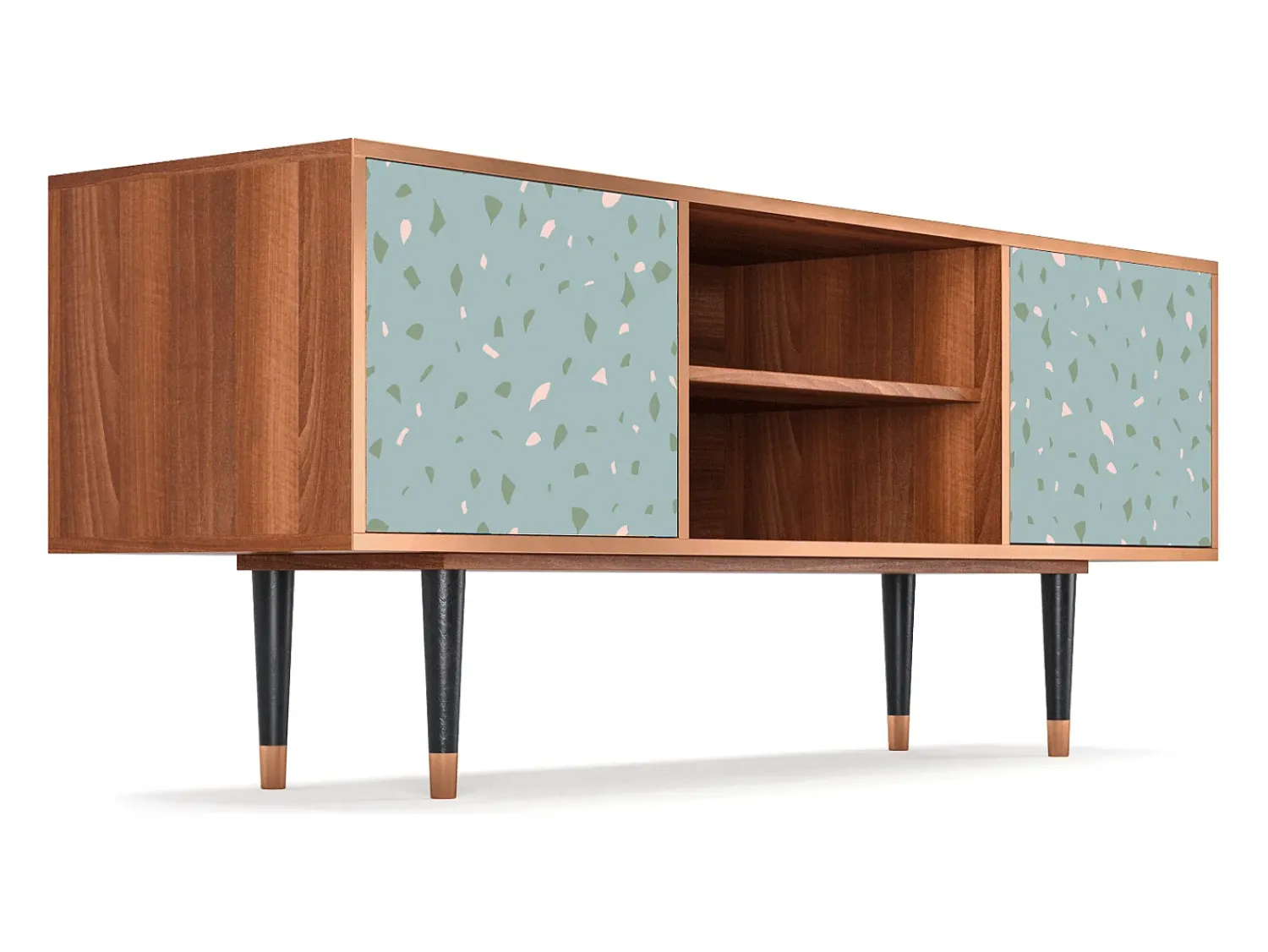 Móvel De Tv| Mueble de TV - 170х69х48 cm - T2 - Blue Drops, Nogueira Castanho