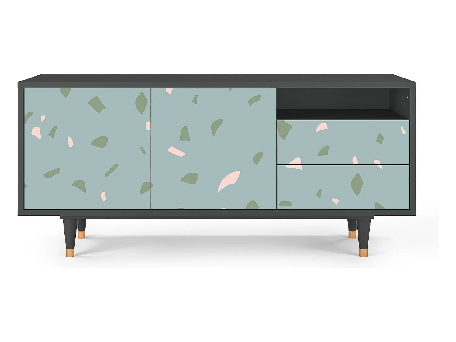 Discount Mueble de TV - 125х56х41 cm - T7 - Blue Drops, Antracite Cinza antracite
