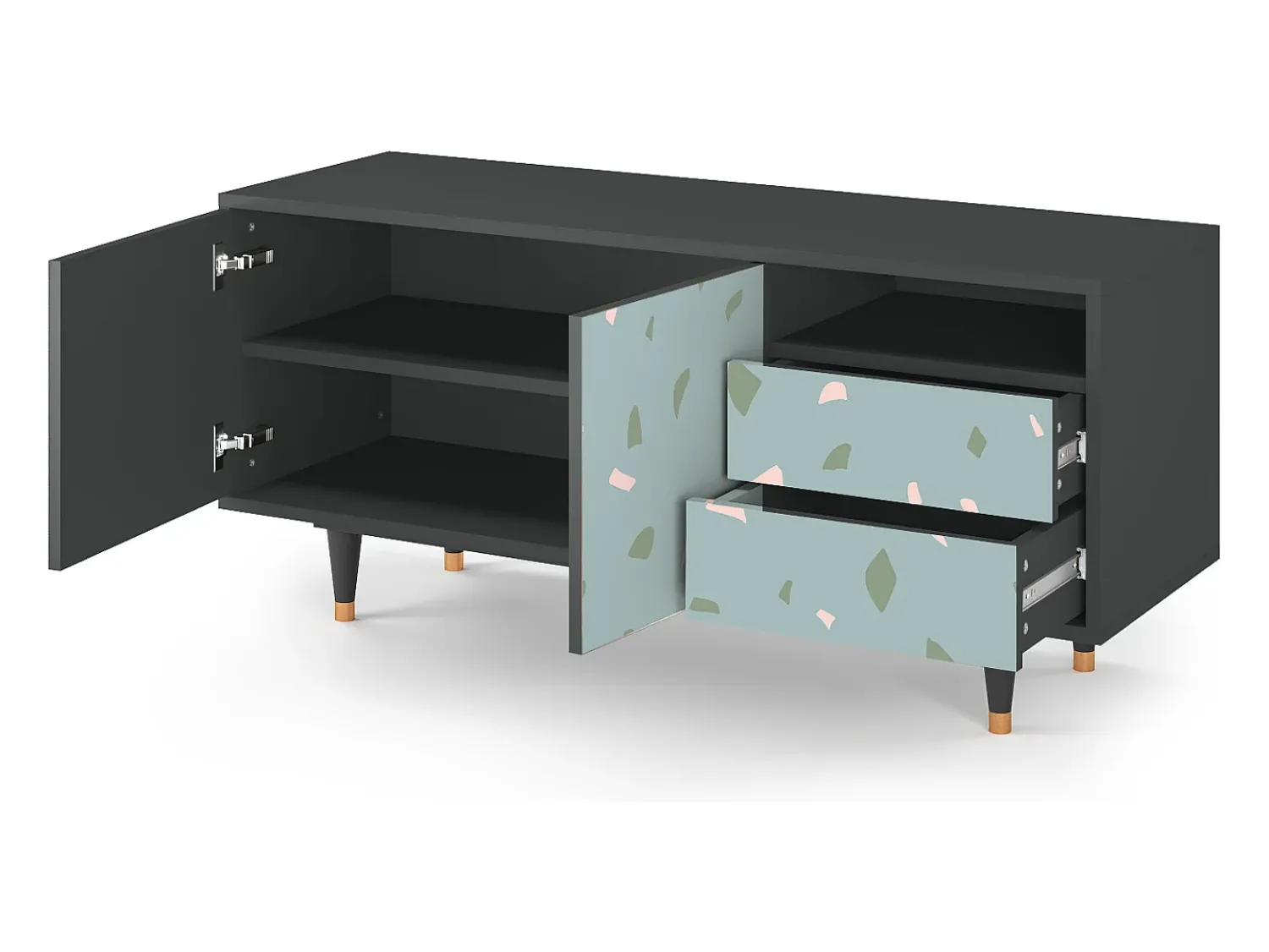 Discount Mueble de TV - 125х56х41 cm - T7 - Blue Drops, Antracite Cinza antracite