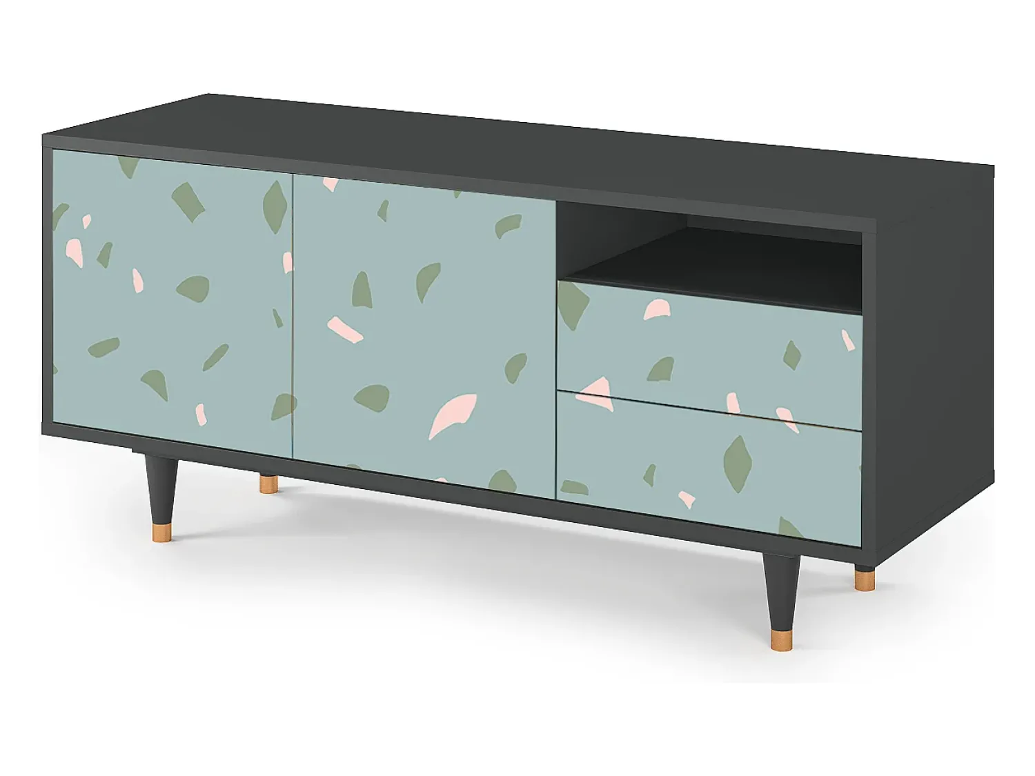 Discount Mueble de TV - 125х56х41 cm - T7 - Blue Drops, Antracite Cinza antracite