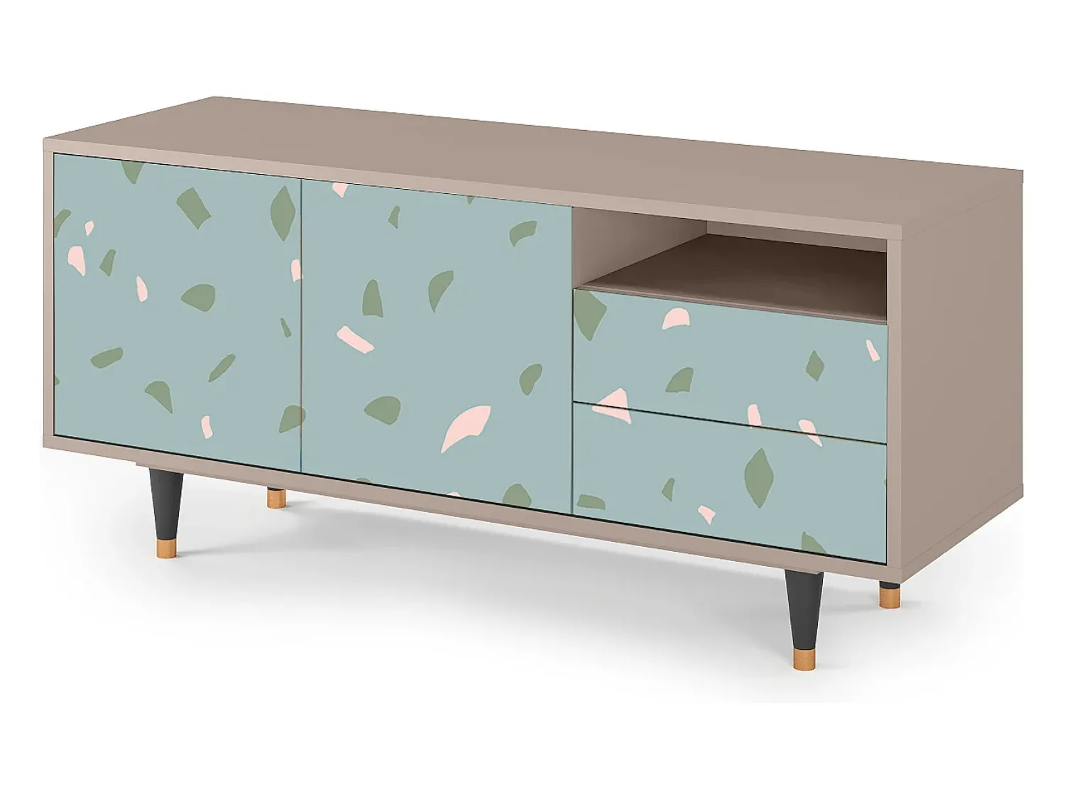 Clearance Mueble de TV - 125х56х41 cm - T7 - Blue Drops, Latte Bege