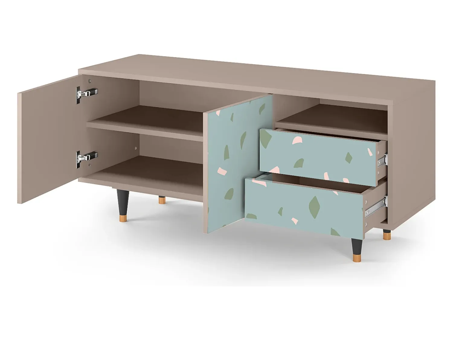 Clearance Mueble de TV - 125х56х41 cm - T7 - Blue Drops, Latte Bege
