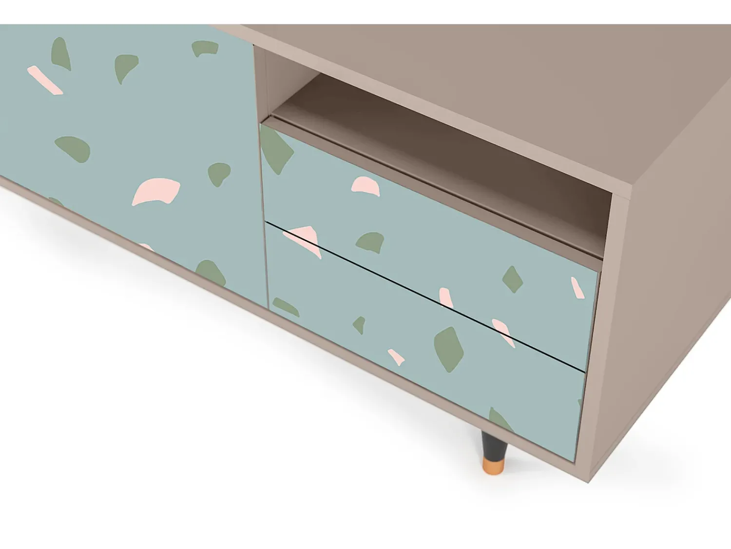 Clearance Mueble de TV - 125х56х41 cm - T7 - Blue Drops, Latte Bege