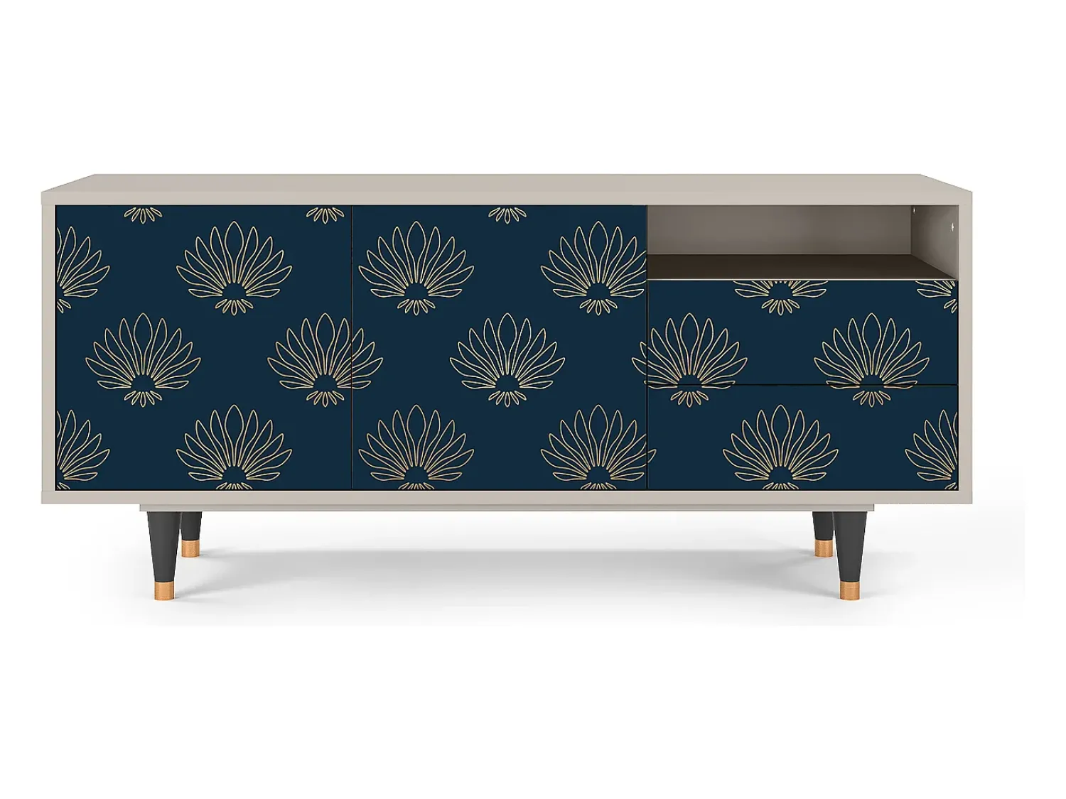 Móvel De Tv* Mueble de TV - 125х56х41 cm - T7 - Blue Lotus, Areia Bege
