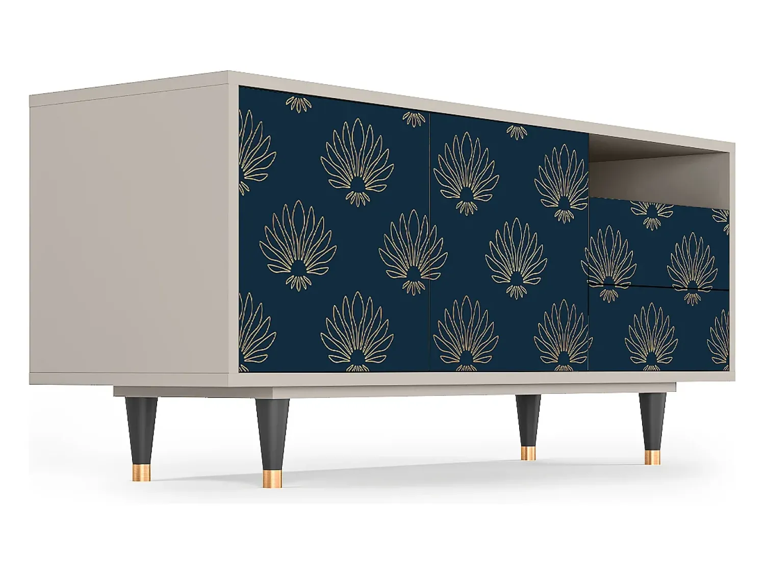 Móvel De Tv* Mueble de TV - 125х56х41 cm - T7 - Blue Lotus, Areia Bege