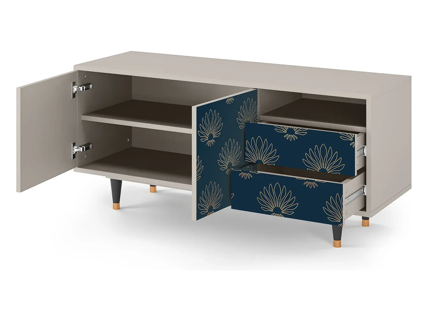 Móvel De Tv* Mueble de TV - 125х56х41 cm - T7 - Blue Lotus, Areia Bege