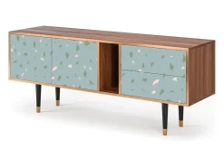 Móvel De Tv| Mueble de TV - 170х69х48 cm - T1 - Blue Drops, Nogueira Castanho