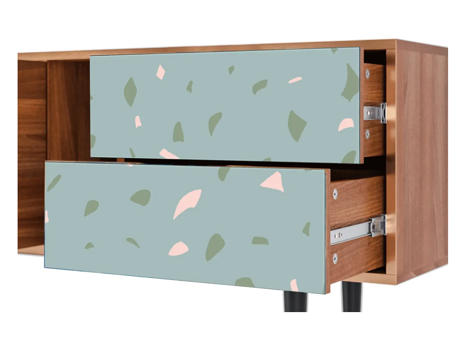 Móvel De Tv| Mueble de TV - 170х69х48 cm - T1 - Blue Drops, Nogueira Castanho