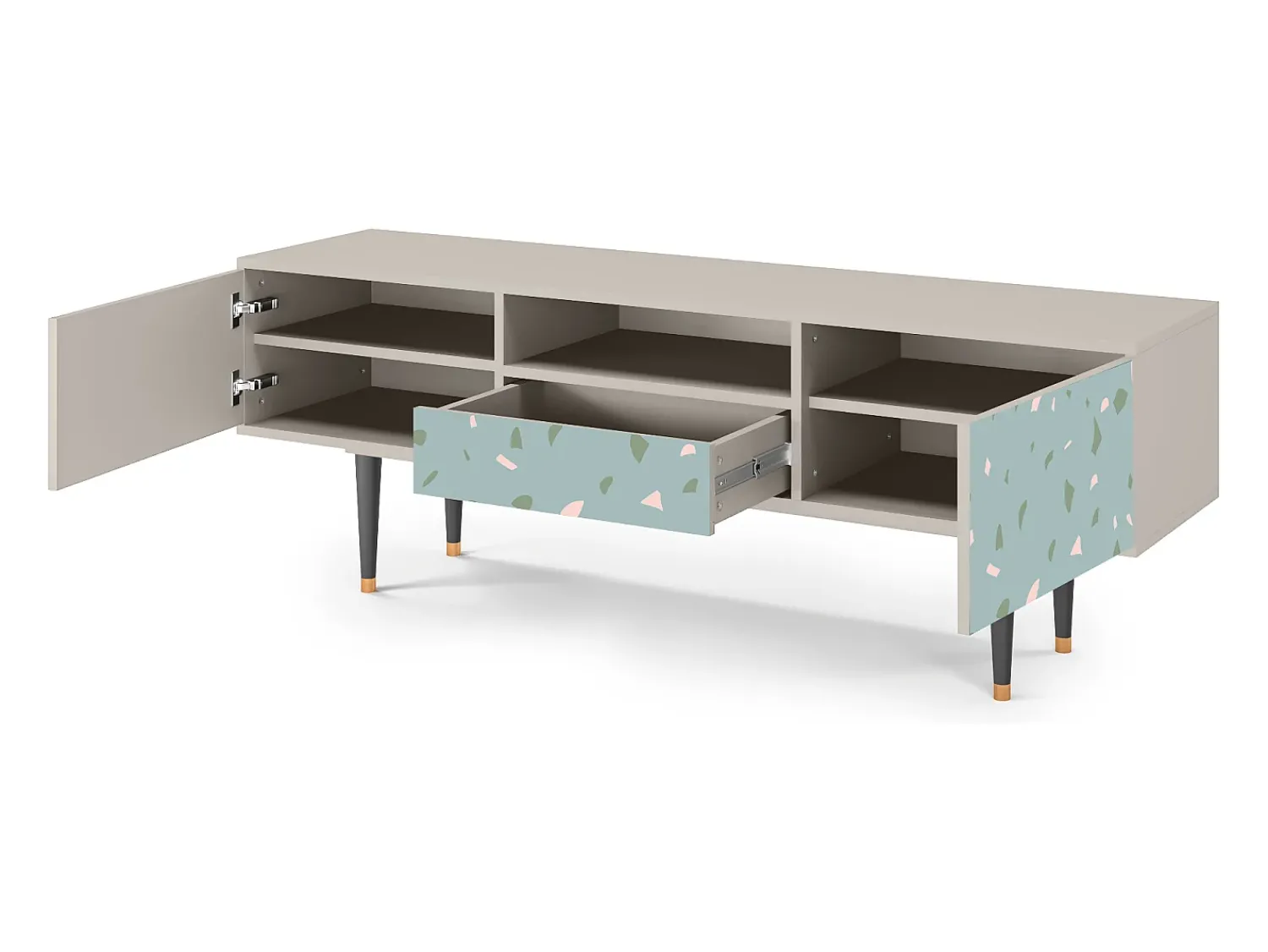 Móvel De Tv* Mueble de TV - 170х59х41 cm - T6 - Blue Drops, Areia Bege