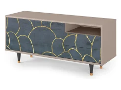 Móvel De Tv* Mueble de TV - 125х56х41 cm - T7 - Blue Lagoon, Latte Bege