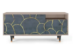 Móvel De Tv* Mueble de TV - 125х56х41 cm - T7 - Blue Lagoon, Latte Bege