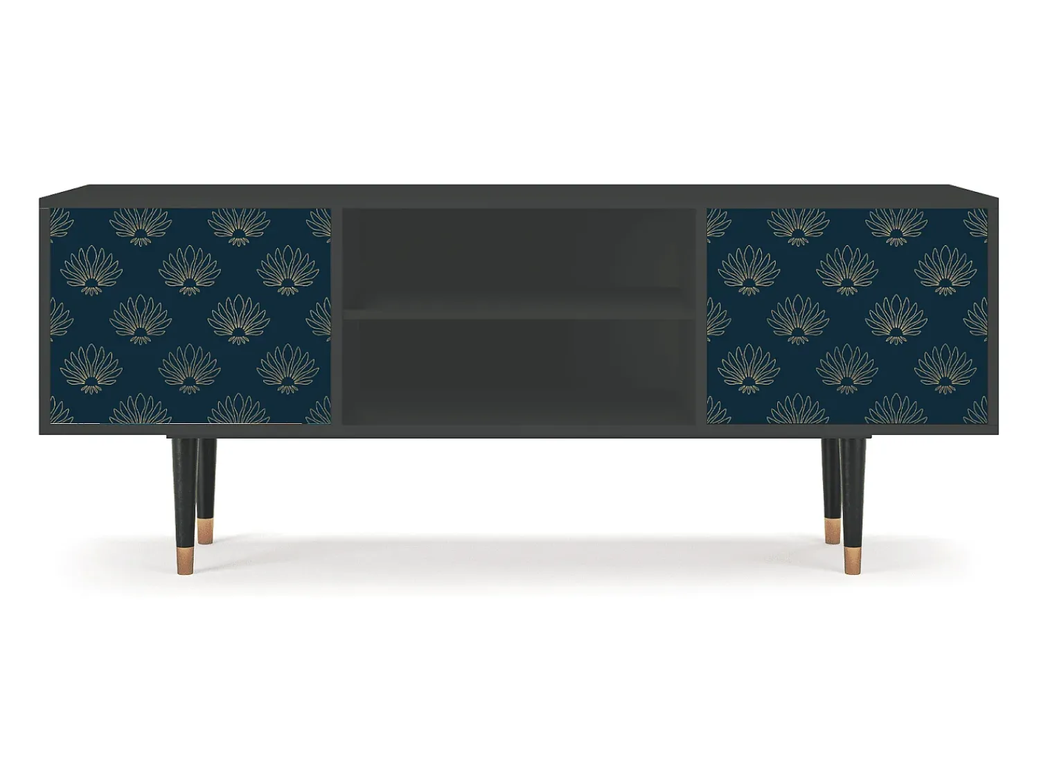 Móvel De Tv| Mueble de TV - 170х69х48 cm - T2 - Blue Lotus, Antracite Cinza antracite