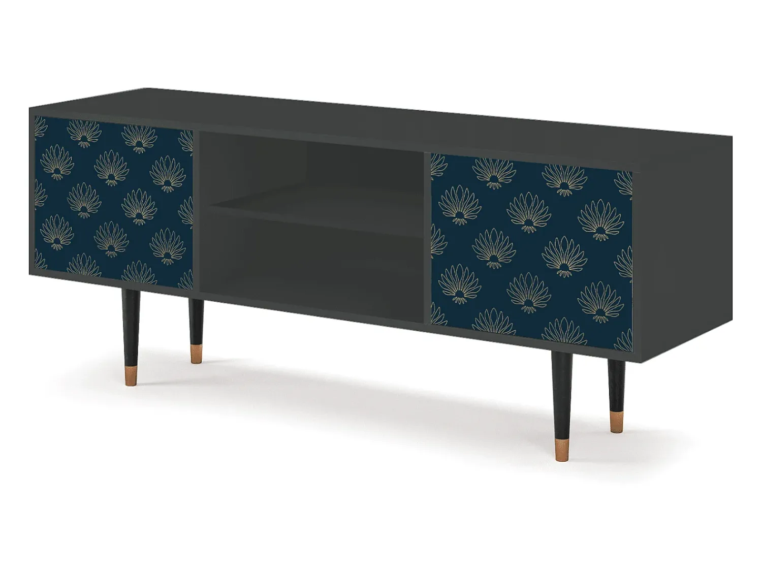 Móvel De Tv| Mueble de TV - 170х69х48 cm - T2 - Blue Lotus, Antracite Cinza antracite