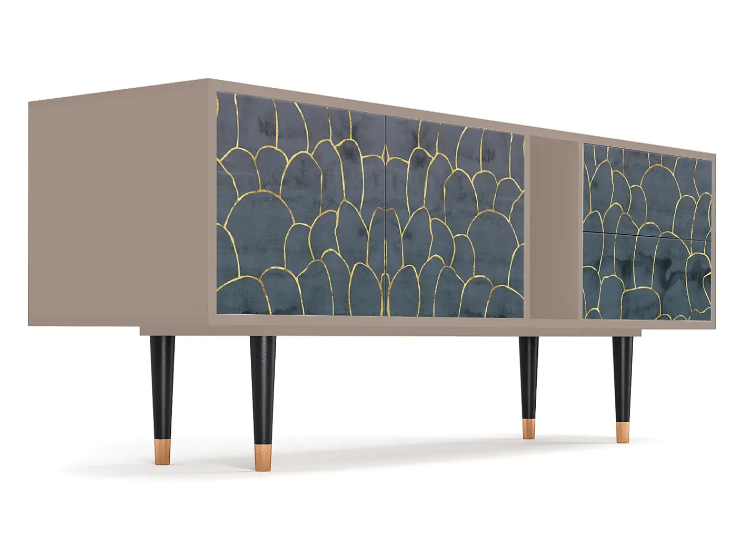 Móvel De Tv* Mueble de TV - 170х69х48 cm - T1 - Blue Lagoon, Latte Bege