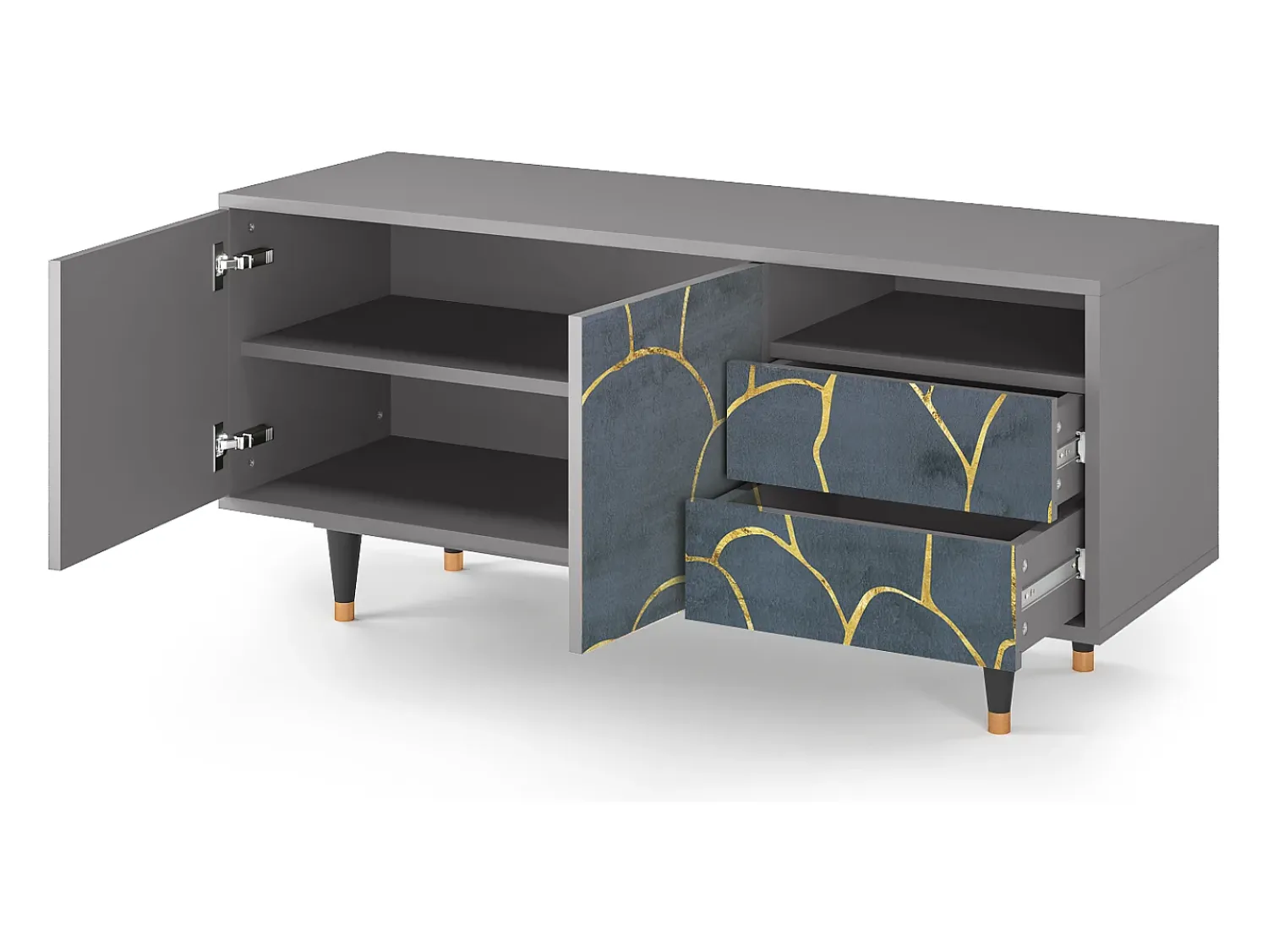 Móvel De Tv* Mueble de TV - 125х56х41 cm - T7 - Blue Lagoon, Cinza Cinzento