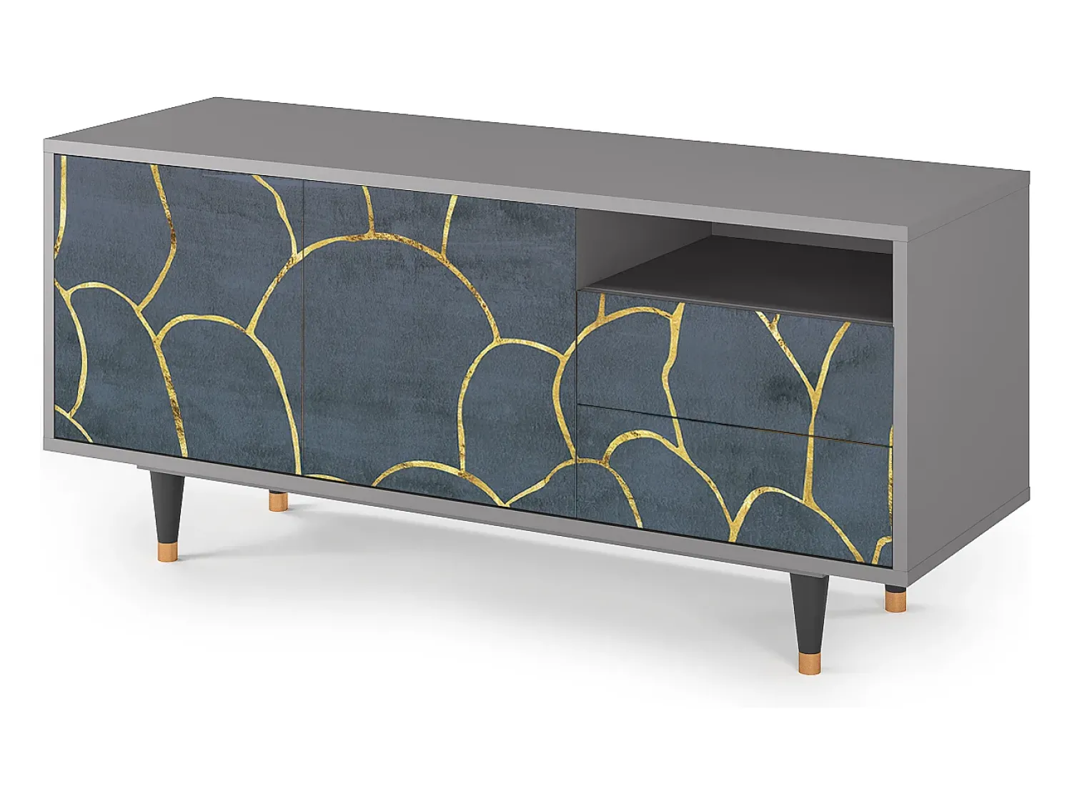Móvel De Tv* Mueble de TV - 125х56х41 cm - T7 - Blue Lagoon, Cinza Cinzento