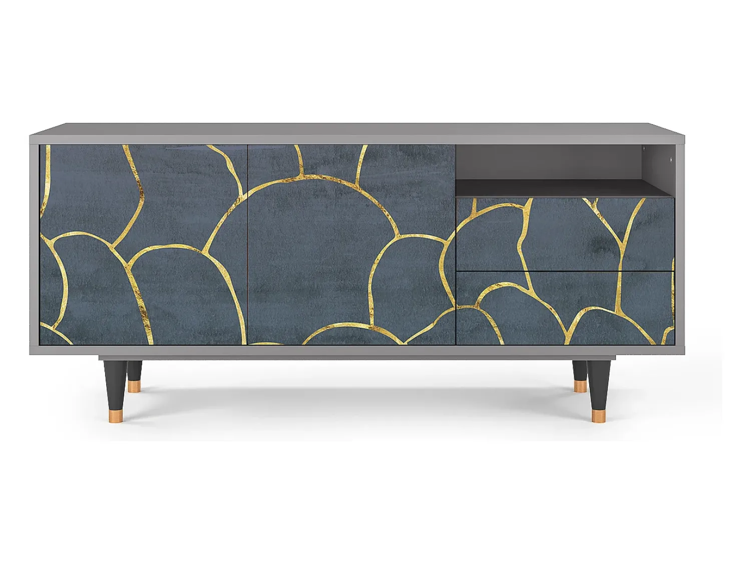 Móvel De Tv* Mueble de TV - 125х56х41 cm - T7 - Blue Lagoon, Cinza Cinzento