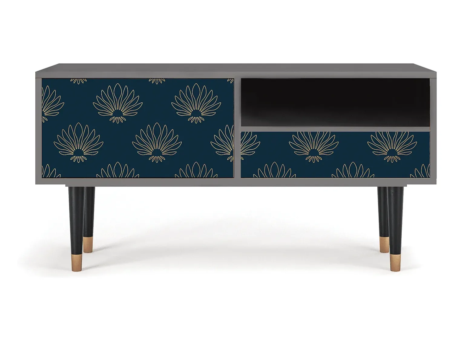 Móvel De Tv* Mueble de TV - 115х59х48 cm - T3 - Blue Lotus, Cinza Cinzento