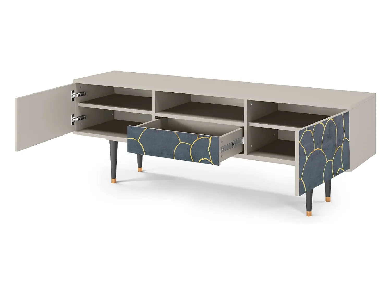 Móvel De Tv| Mueble de TV - 170х59х41 cm - T6 - Blue Lagoon, Areia Bege