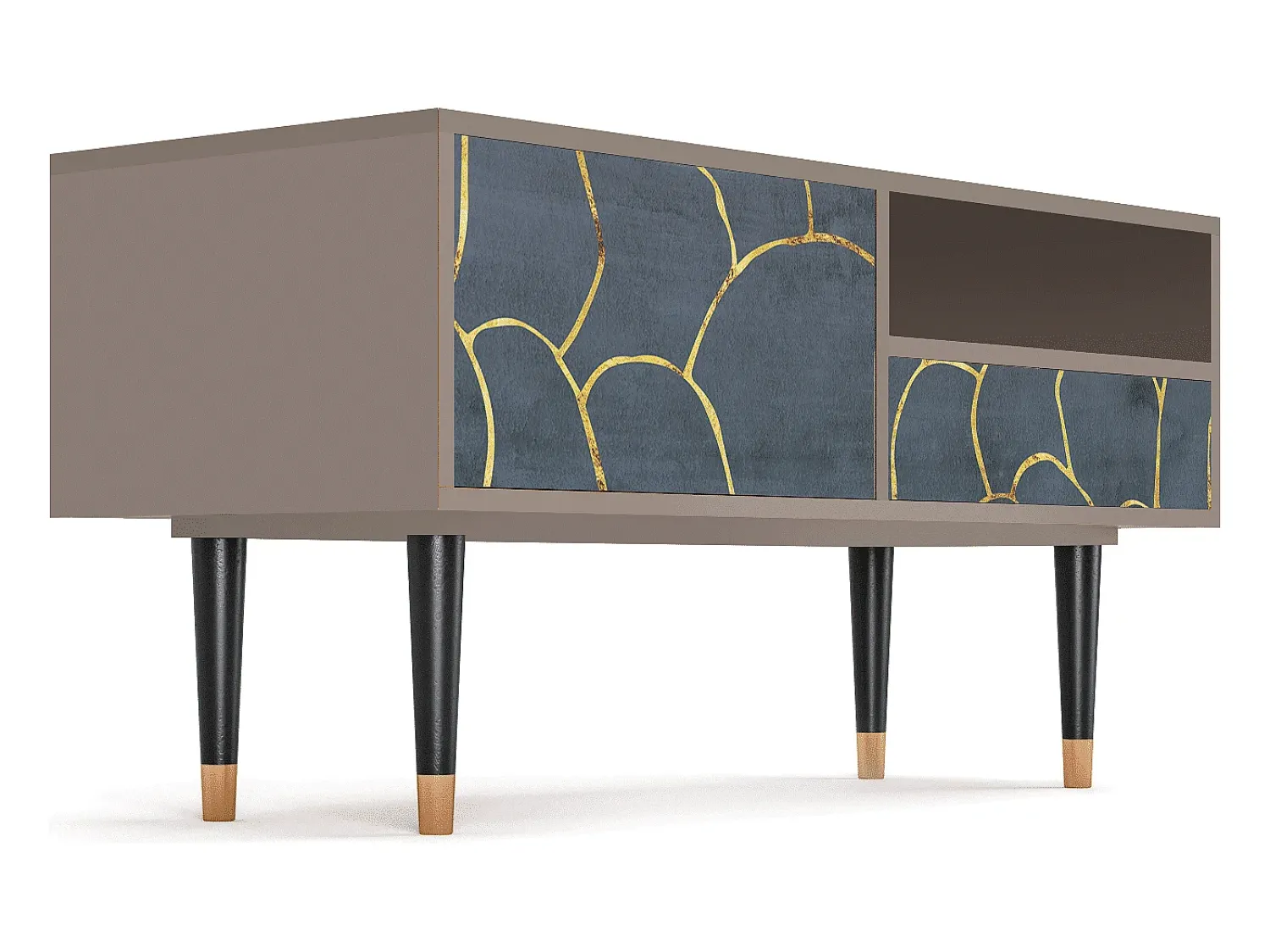 Mueble de TV - 115х59х48 cm - T3 - Blue Lagoon, Latte Bege