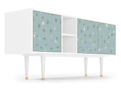 Mueble de TV - 150х69х41 cm - T5 - Blue Drops, Branco^ Móvel De Tv