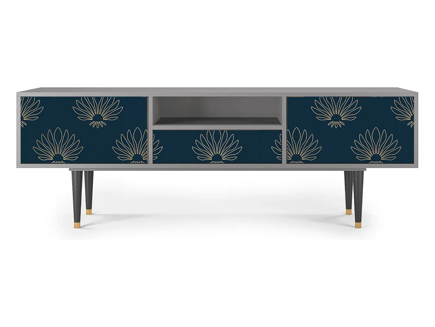 Móvel De Tv| Mueble de TV - 170х59х41 cm - T6 - Blue Lotus, Cinza Cinzento
