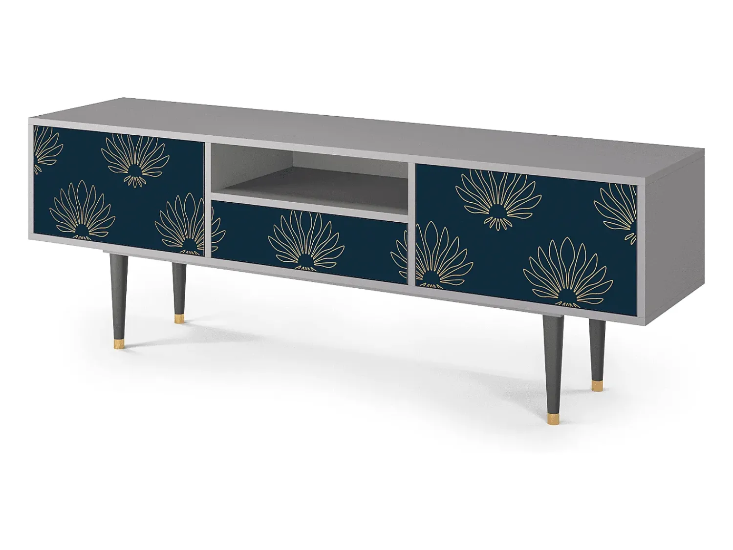 Móvel De Tv| Mueble de TV - 170х59х41 cm - T6 - Blue Lotus, Cinza Cinzento