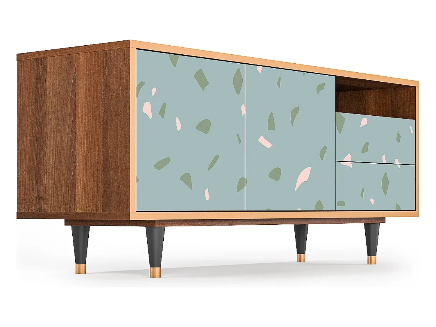 Sale Mueble de TV - 125х56х41 cm - T7 - Blue Drops, Nogueira Castanho