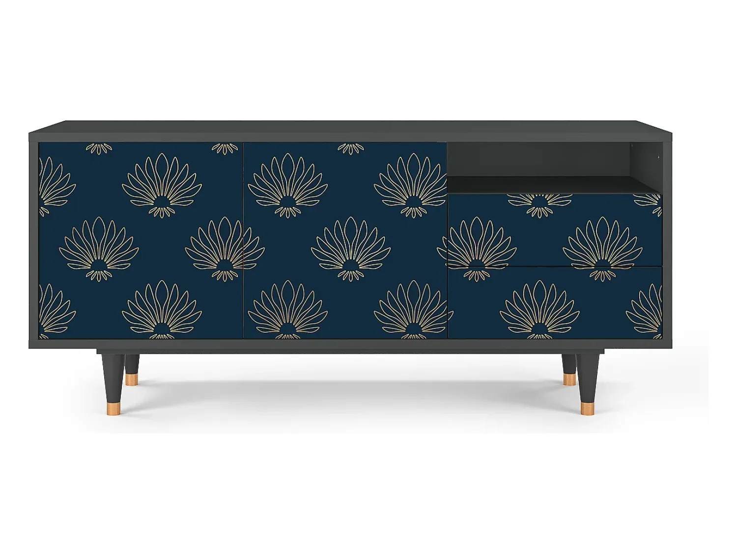 Móvel De Tv* Mueble de TV - 125х56х41 cm - T7 - Blue Lotus, Antracite Cinza antracite