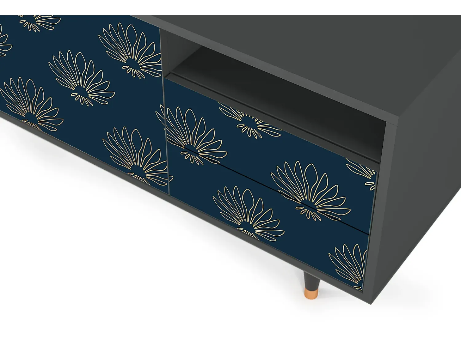 Móvel De Tv* Mueble de TV - 125х56х41 cm - T7 - Blue Lotus, Antracite Cinza antracite