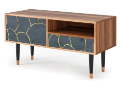 Móvel De Tv* Mueble de TV - 115х59х48 cm - T3 - Blue Lagoon, Nogueira Castanho