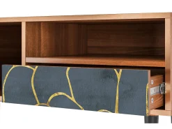Móvel De Tv* Mueble de TV - 115х59х48 cm - T3 - Blue Lagoon, Nogueira Castanho