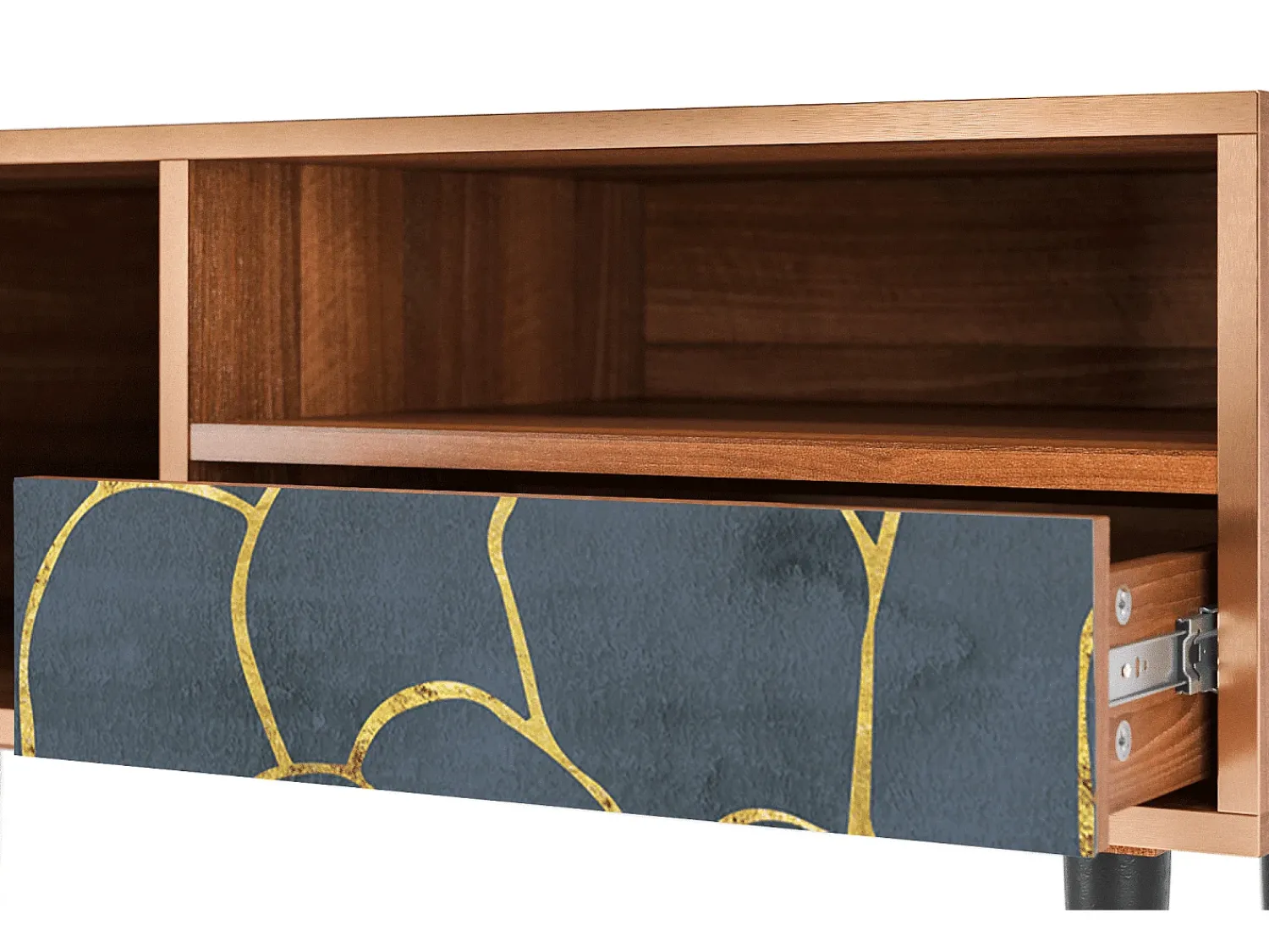 Móvel De Tv* Mueble de TV - 115х59х48 cm - T3 - Blue Lagoon, Nogueira Castanho