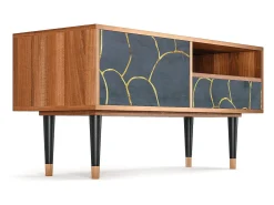 Móvel De Tv* Mueble de TV - 115х59х48 cm - T3 - Blue Lagoon, Nogueira Castanho
