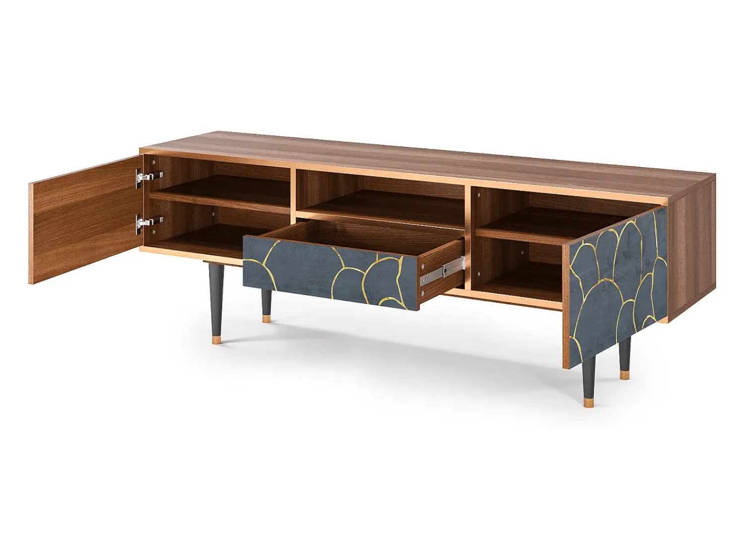 Clearance Mueble de TV - 170х59х41 cm - T6 - Blue Lagoon, Nogueira Castanho