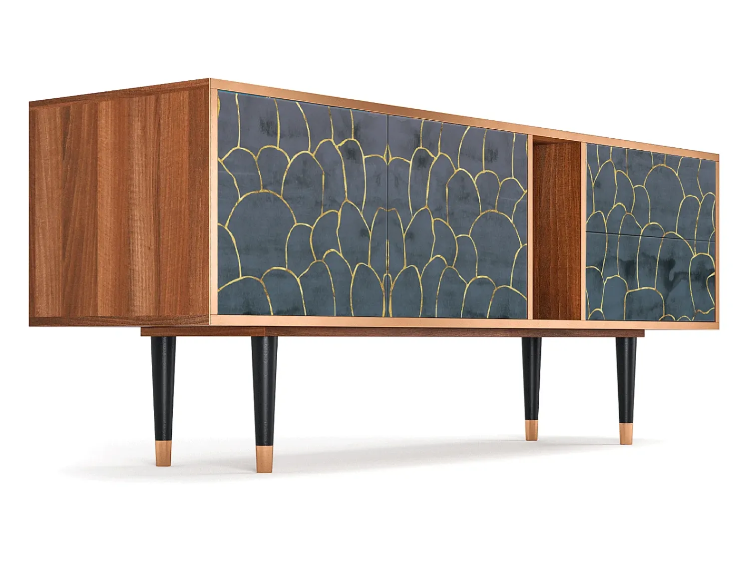 Móvel De Tv* Mueble de TV - 170х69х48 cm - T1 - Blue Lagoon, Nogueira Castanho