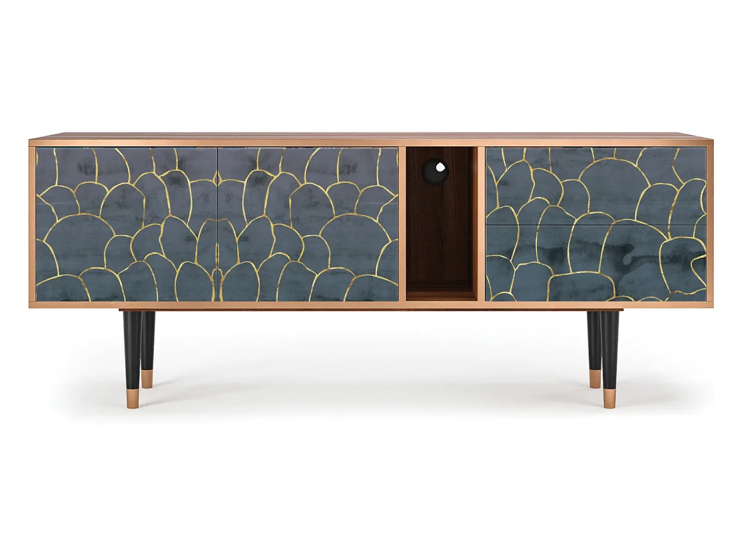 Móvel De Tv* Mueble de TV - 170х69х48 cm - T1 - Blue Lagoon, Nogueira Castanho