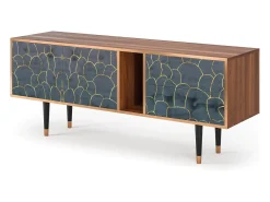 Móvel De Tv* Mueble de TV - 170х69х48 cm - T1 - Blue Lagoon, Nogueira Castanho