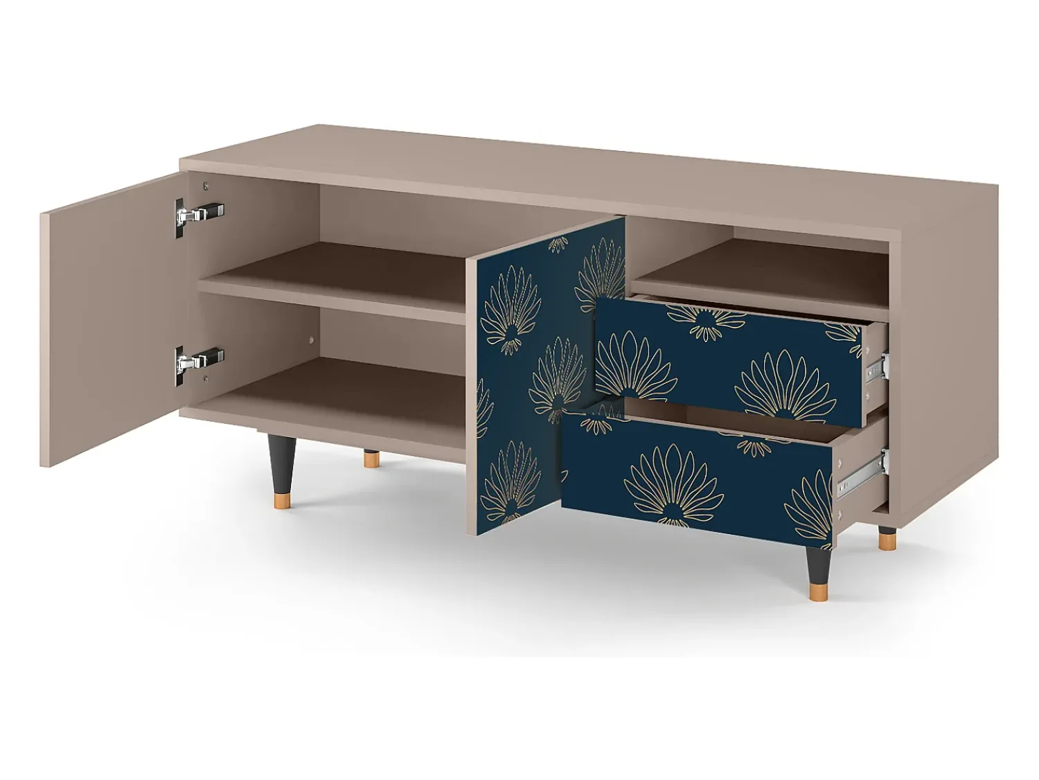 Mueble de TV - 125х56х41 cm - T7 - Blue Lotus, Latte Bege