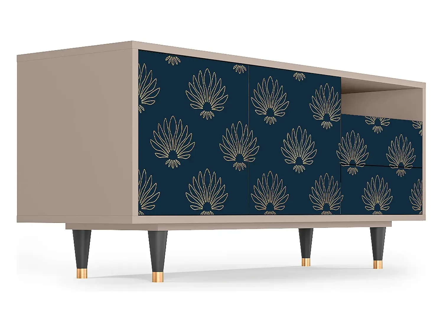 Mueble de TV - 125х56х41 cm - T7 - Blue Lotus, Latte Bege