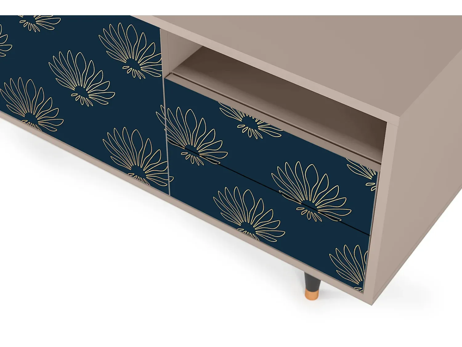 Mueble de TV - 125х56х41 cm - T7 - Blue Lotus, Latte Bege