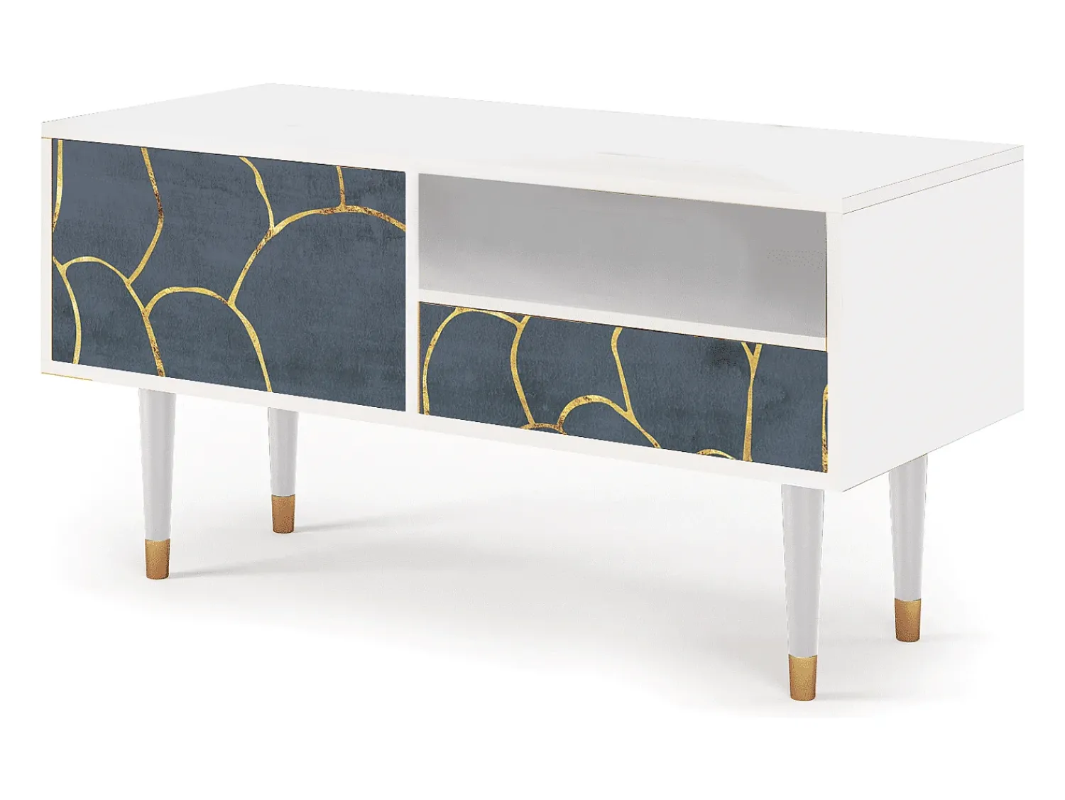 Móvel De Tv* Mueble de TV - 115х59х48 cm - T3 - Blue Lagoon, Branco Bege
