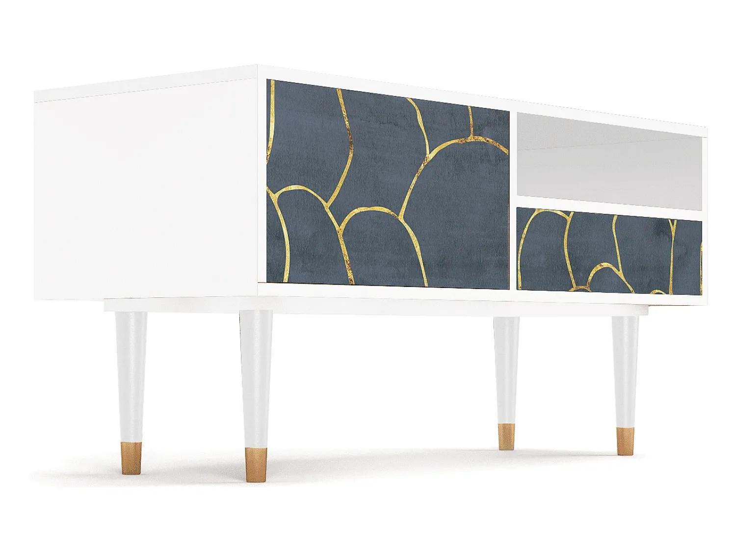 Móvel De Tv* Mueble de TV - 115х59х48 cm - T3 - Blue Lagoon, Branco Bege